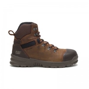 CatFootweat Accomplice X Waterproof Steel Toe Men's Work Boots Brown | 72AVKPCXY