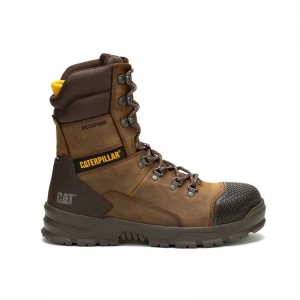 CatFootweat Accomplice X Waterproof Steel Toe Men's Work Boots Brown | 14XDHVJLU