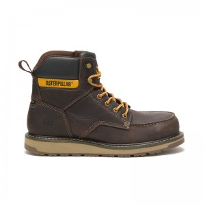 CatFootweat Calibrate Steel Toe Men's Work Boots Brown | 86GISERJN