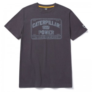 CatFootweat Caterpillar Power Tee Men's Clothing Purple | 23XTVIGQD