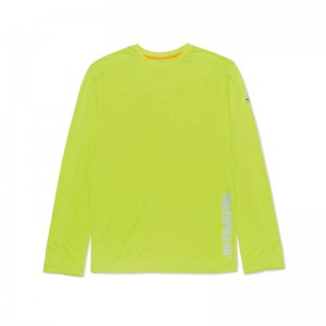 CatFootweat Coolmax Long Sleeve Tee Men's Clothing Yellow | 78DZNEFKA