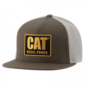 CatFootweat Diesel Power Flat Bill Cap Men's Clothing Green | 53NRGDVAM