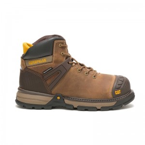 CatFootweat Excavator Superlite Waterproof Soft Toe Men's Work Boots Dark Brown | 82ALFDTVI