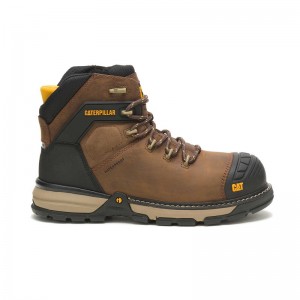 CatFootweat Excavator Superlite Waterproof Thinsulate Carbon Composite Toe Men's Work Boots Dark Brown | 04ZBGEDUM