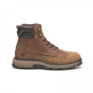 CatFootweat Exposition 6 Men's Work Boots Dark Brown | 35MFNPQHT