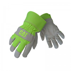 CatFootweat Hi Vis Leather Palm Glove Men's Clothing Yellow | 68SWQAMZO