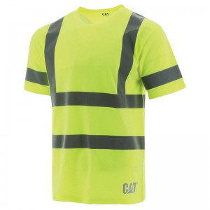 CatFootweat Hivis Class Iii Tee Men's Clothing Yellow | 28XQMJTIL