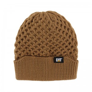 CatFootweat Honeycomb Knit Beanie Men's Clothing Brown | 87ZDIFBGU