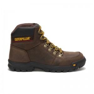 CatFootweat Outline Men's Work Boots Brown | 98YVLJUXS