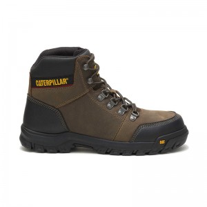 CatFootweat Outline Steel Toe Men's Work Boots Dark Grey | 37EPBKCIM