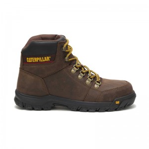 CatFootweat Outline Steel Toe Men's Work Boots Brown | 31YACOHDX