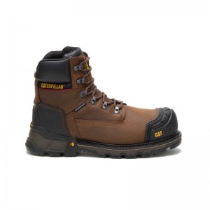 CatFootweat Safety Men's Work Boots Dark Brown | 82LSWUOBD