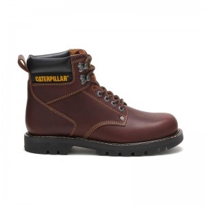 CatFootweat Second Shift Men's Work Boots Brown | 15IRXYKFG