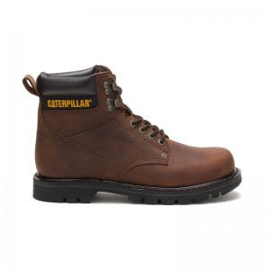 CatFootweat Second Shift Men's Work Boots Dark Brown | 81LHTXKCJ