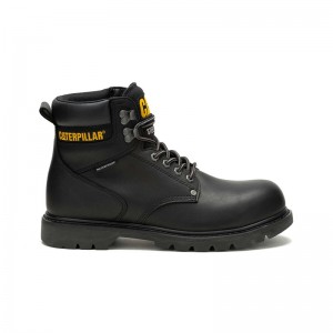 CatFootweat Second Shift Waterproof Steel Toe Men's Work Boots Black | 87WUTSFND