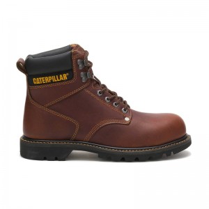 CatFootweat Steel Toe Men's Work Boots Brown | 78ZMPHRND