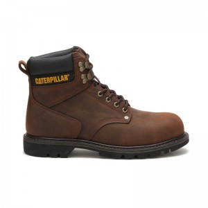 CatFootweat Steel Toe Men's Work Boots Dark Brown | 56UISFALG