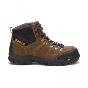 CatFootweat Threshold Waterproof Men's Work Boots Brown | 76TEKFAWP