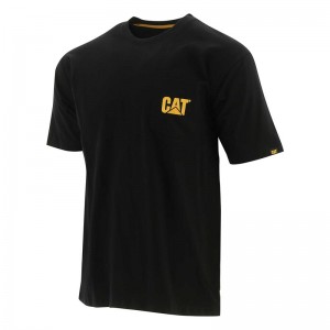 CatFootweat Trademark Pocket Tee Men's Clothing Black | 89QJCGIME