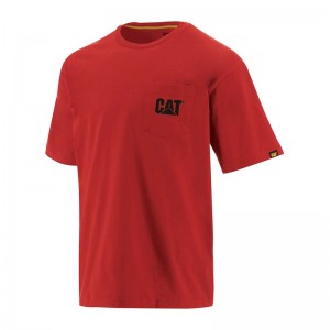 CatFootweat Trademark Pocket Tee Men's Clothing Red | 85PEZTLJM