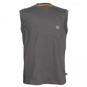 CatFootweat Trademark Sleeveless Pocket Tee Men's Clothing Dark Grey | 72OCVSDLH