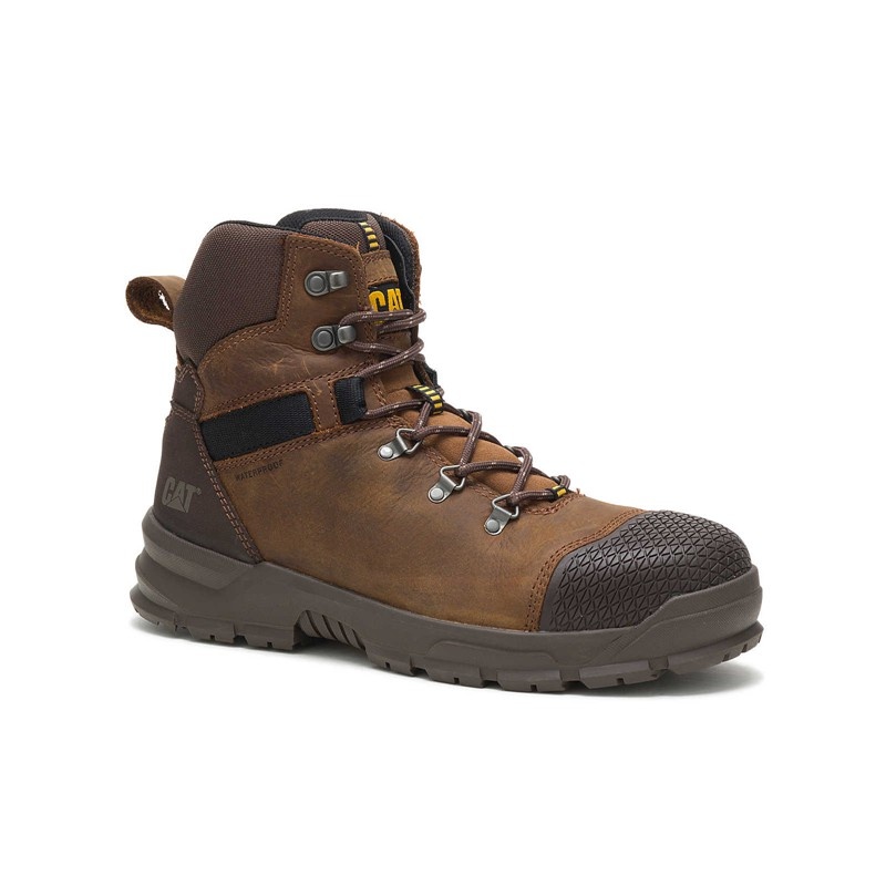 CatFootweat Accomplice X Waterproof Steel Toe Men's Work Boots Brown | 72AVKPCXY