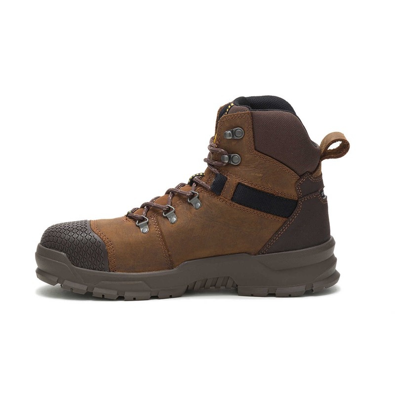 CatFootweat Accomplice X Waterproof Steel Toe Men's Work Boots Brown | 72AVKPCXY