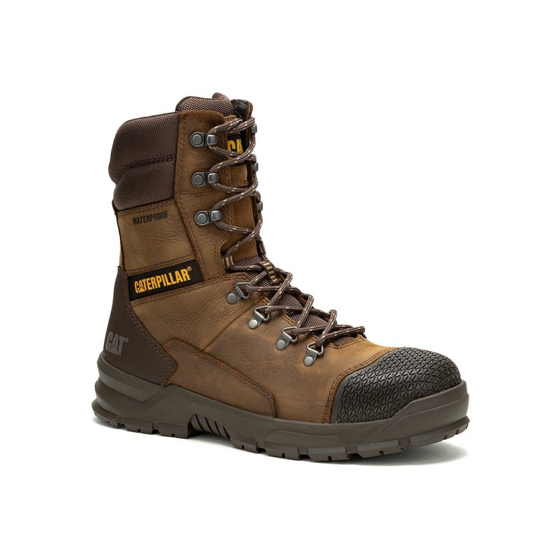 CatFootweat Accomplice X Waterproof Steel Toe Men's Work Boots Brown | 14XDHVJLU