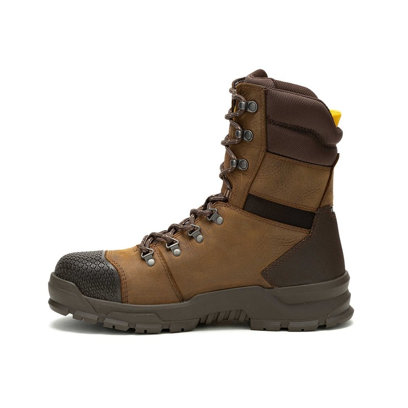 CatFootweat Accomplice X Waterproof Steel Toe Men's Work Boots Brown | 14XDHVJLU