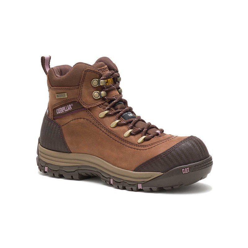 CatFootweat Ally Waterproof Composite Toe Women's Boots Brown | 48OCWDMTL