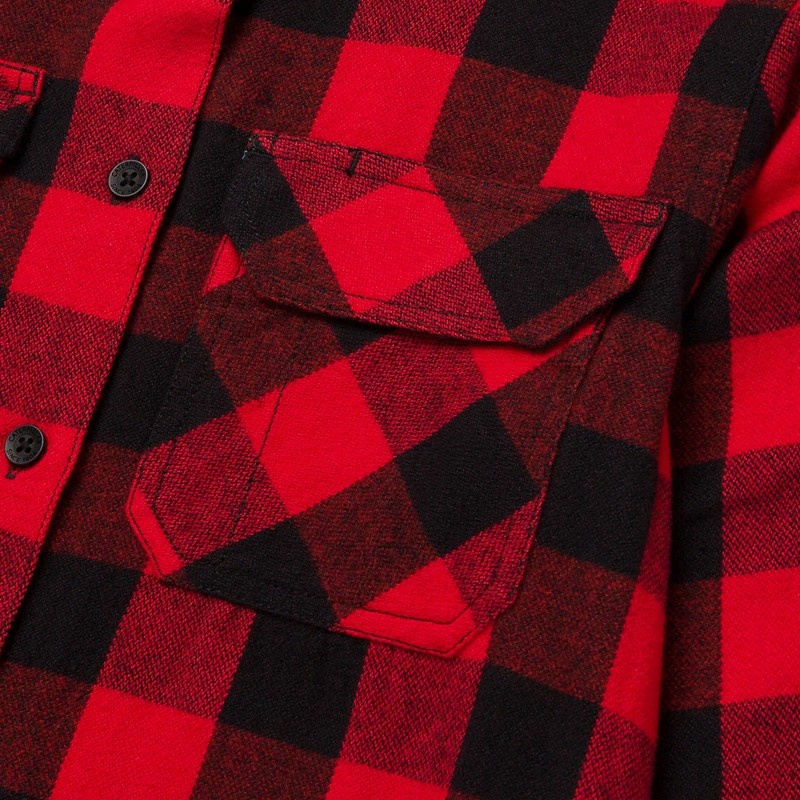 CatFootweat Buffalo Check Heavyweight Shirt Women's Workwear Red | 46BTYXSUK