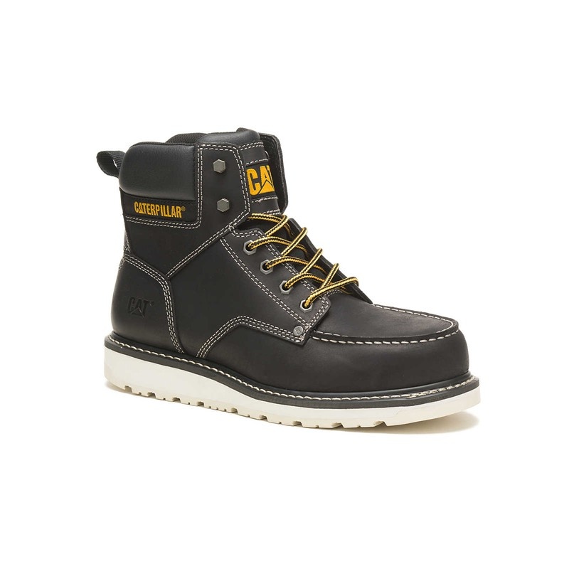 CatFootweat Calibrate Steel Toe Men's Work Boots Black | 13ILSXNBC