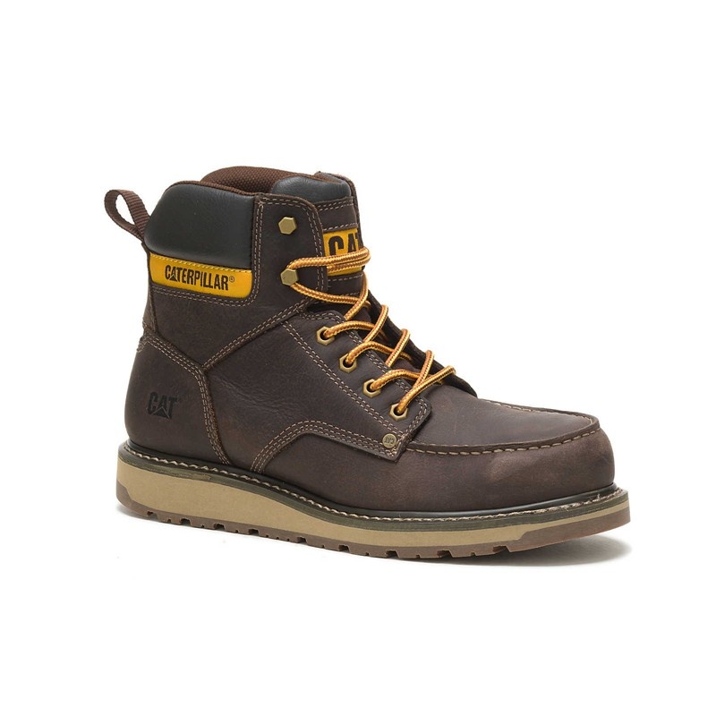 CatFootweat Calibrate Steel Toe Men's Work Boots Brown | 86GISERJN