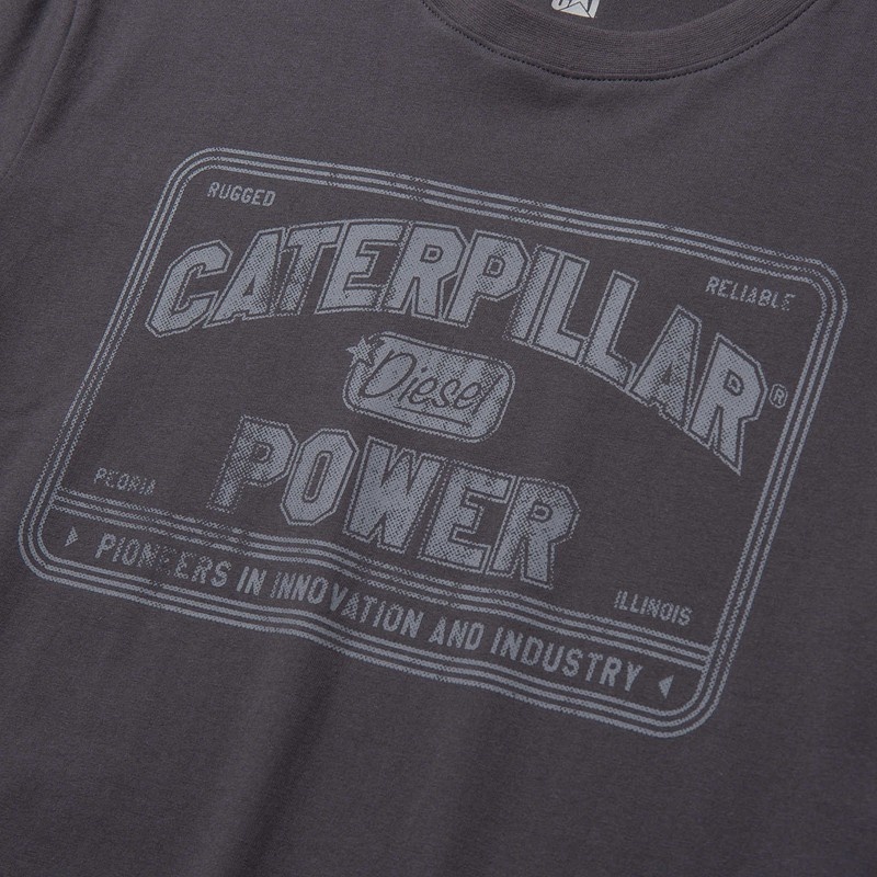 CatFootweat Caterpillar Power Tee Men's Clothing Purple | 23XTVIGQD