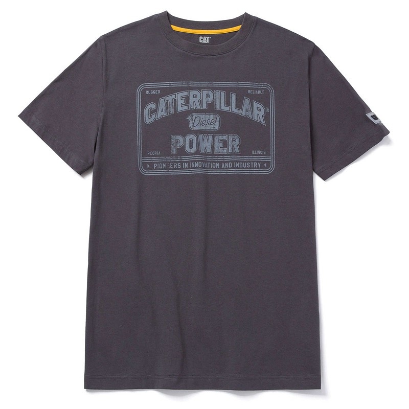 CatFootweat Caterpillar Power Tee Men\'s Clothing Purple | 23XTVIGQD