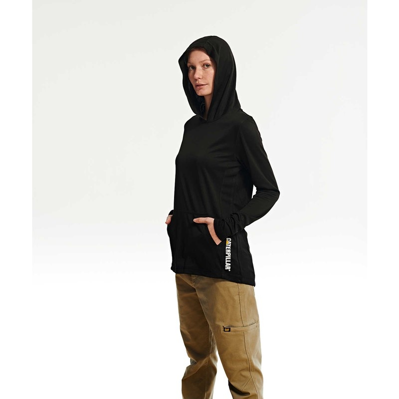 CatFootweat Coolmax Lightweight Pullover Hoodie Women's Workwear Black | 97WKOFVCS