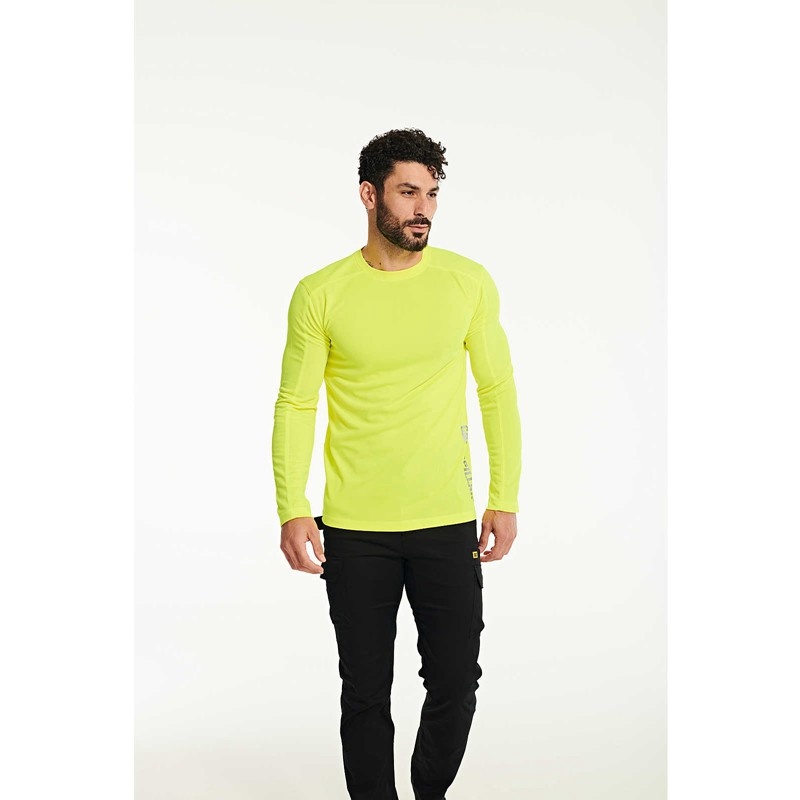 CatFootweat Coolmax Long Sleeve Tee Men's Clothing Yellow | 78DZNEFKA