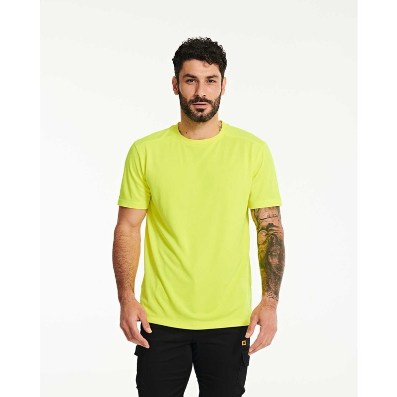 CatFootweat Coolmax Short Sleeve Tee Men's Clothing Yellow | 46BLXDEWZ