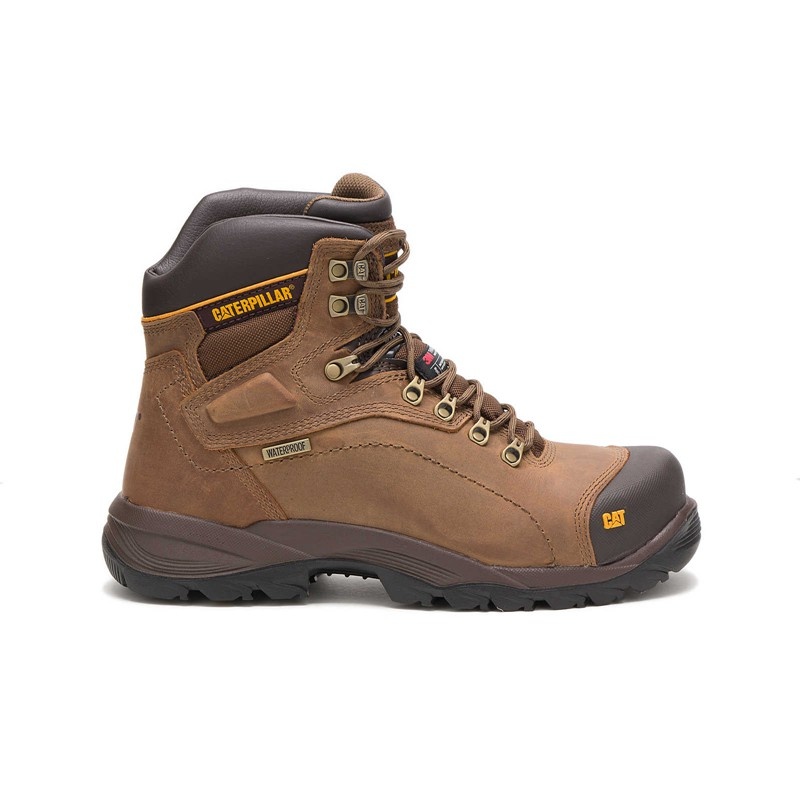 CatFootweat Diagnostic Hi Waterproof Thinsulate&Trade Men\'s Work Boots Dark Beige | 64MRXHJPE