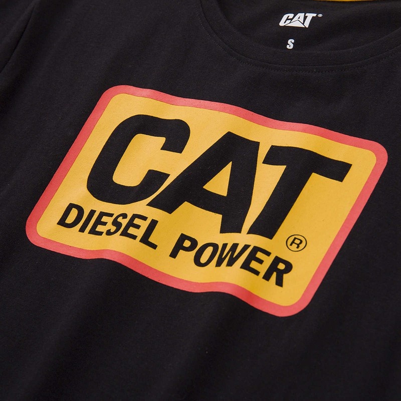 CatFootweat Diesel Power Tee Women's Workwear Black | 47MACDSFK