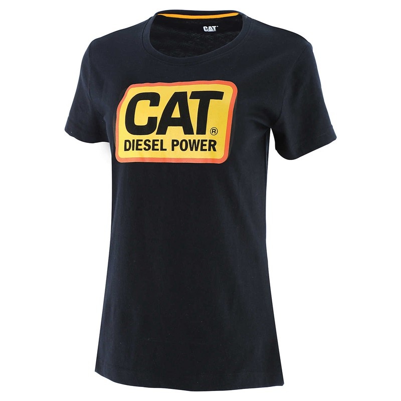 CatFootweat Diesel Power Tee Women\'s Workwear Black | 47MACDSFK