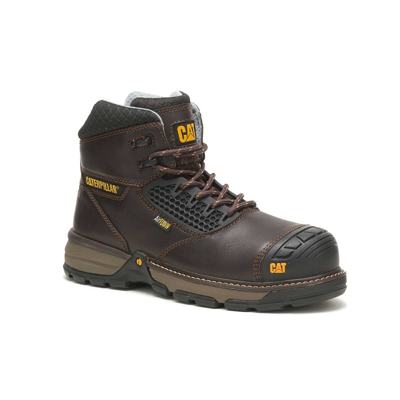 CatFootweat Excavator Superlite Cool Carbon Composite Toe Men's Work Boots Dark Brown | 74GATRYDM