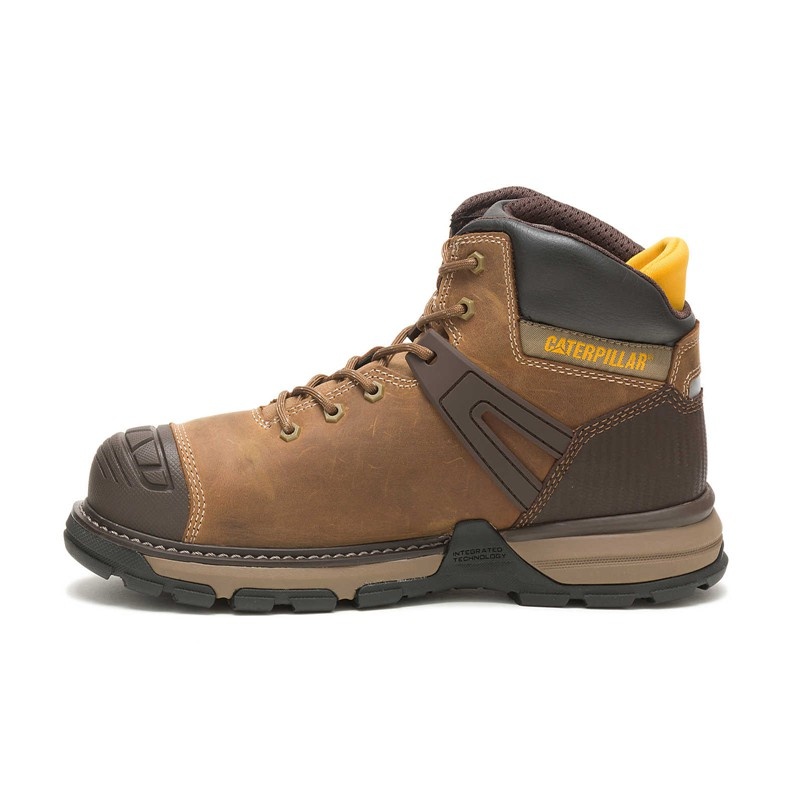 CatFootweat Excavator Superlite Waterproof Soft Toe Men's Work Boots Dark Brown | 82ALFDTVI