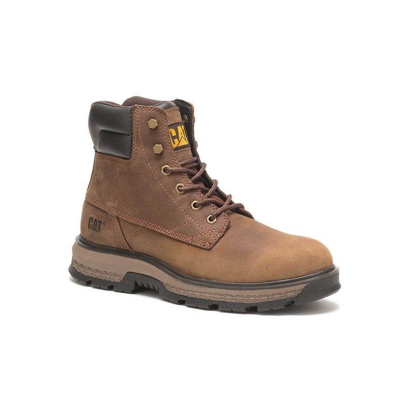 CatFootweat Exposition 6 Men's Work Boots Dark Brown | 35MFNPQHT