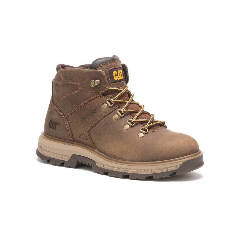 CatFootweat Exposition Hiker Waterproof Men's Work Boots Brown | 04SAKTJMI