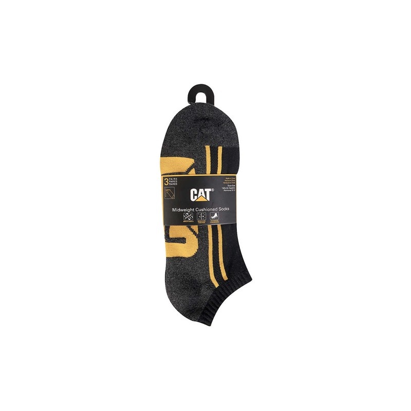 CatFootweat Half Cushion Quarter Sock 3-Pack Men's Clothing Black | 85CMINXEA