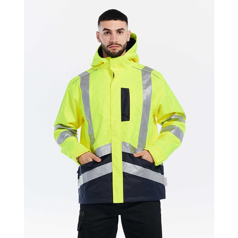 CatFootweat Hi-Vis Rain Jacket Men's Clothing Yellow | 28NMUZHTR