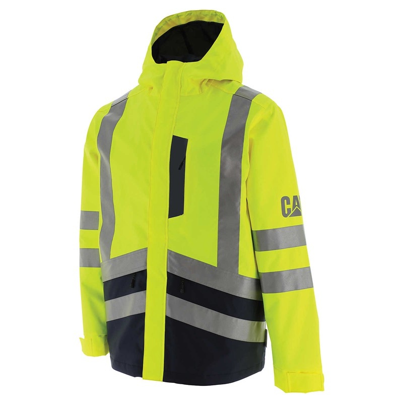 CatFootweat Hi-Vis Rain Jacket Men\'s Clothing Yellow | 28NMUZHTR