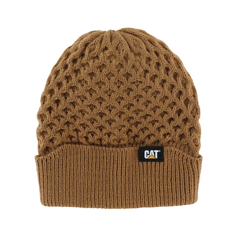 CatFootweat Honeycomb Knit Beanie Men\'s Clothing Brown | 87ZDIFBGU