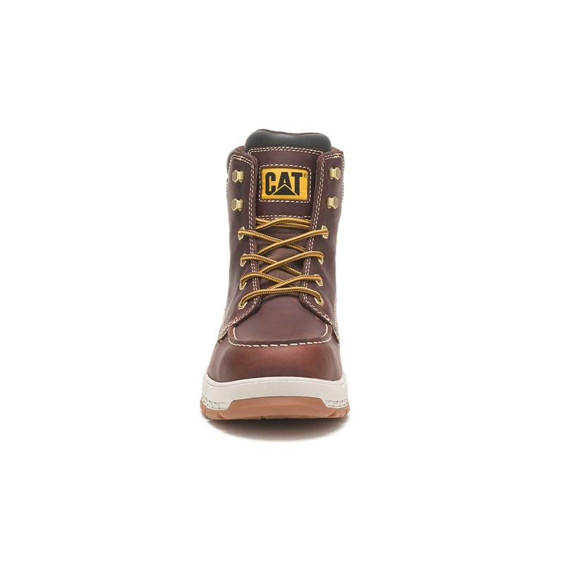 CatFootweat Impact Waterproof Carbon Composite Toe Men's Work Boots Brown | 86QEJDKLT